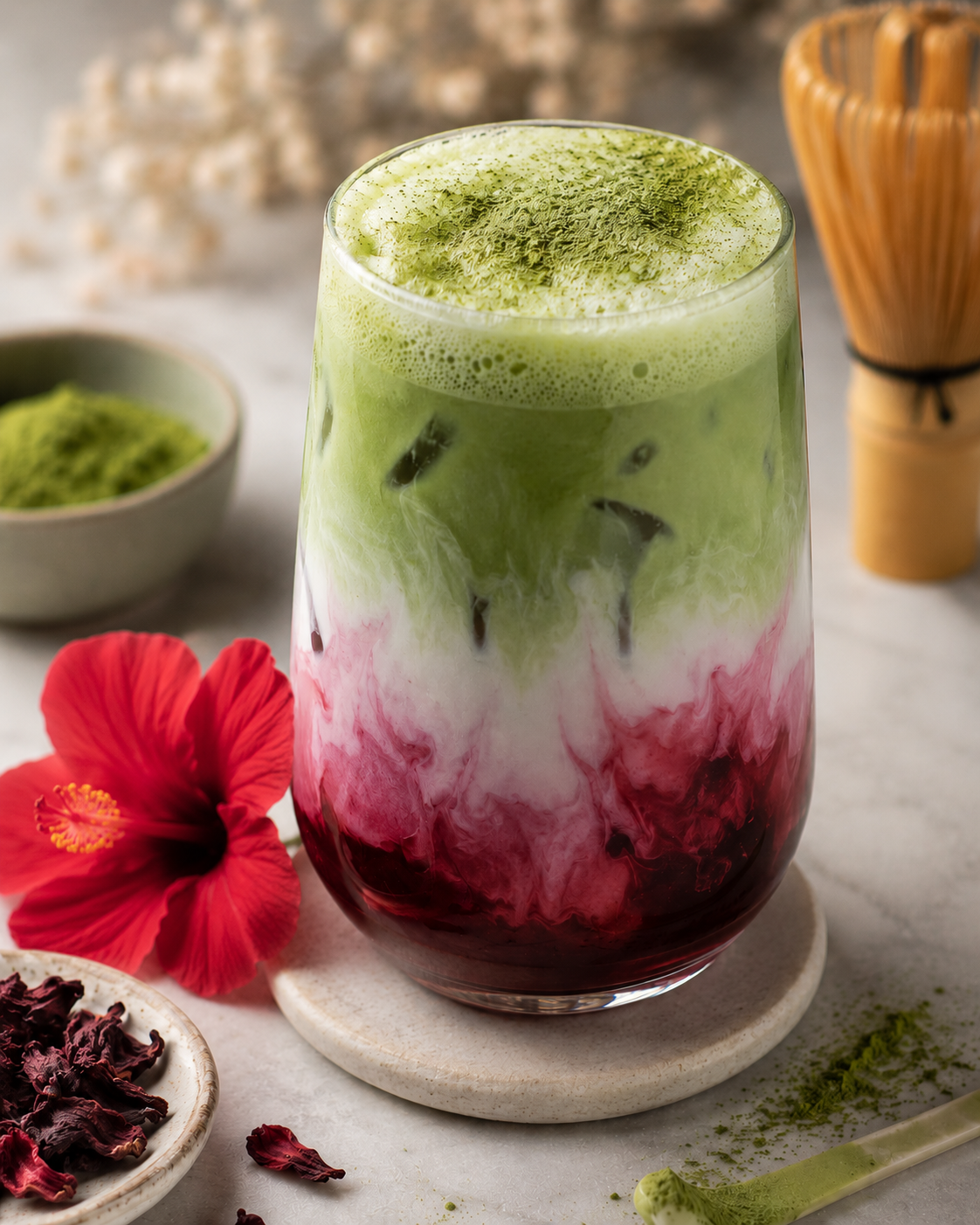 Matcha à l'hibiscus